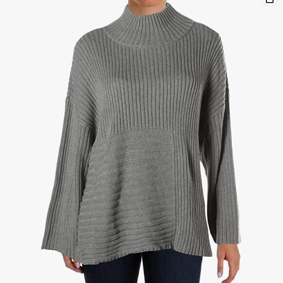 Vince Camuto Mock Neck Sweater Ribbed Burgundy - Picture 12 of 15